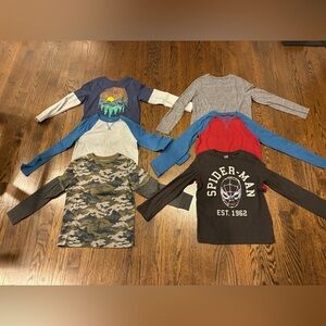 Lot of 6 Jumping Beans Multi Color Camo Spider-Man Long Sleeve Shirts Size 8